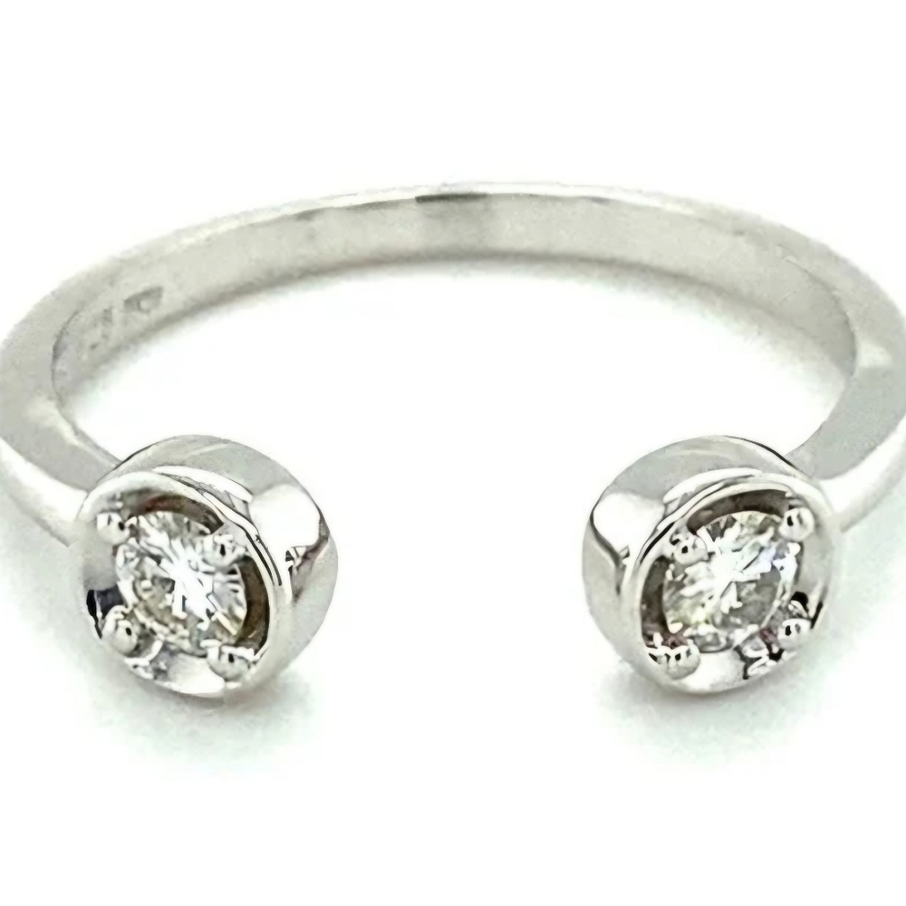Beautiful Brand New Moissanite Toi et Moi Ring. Platinum & Sterling Silver. Sz.6